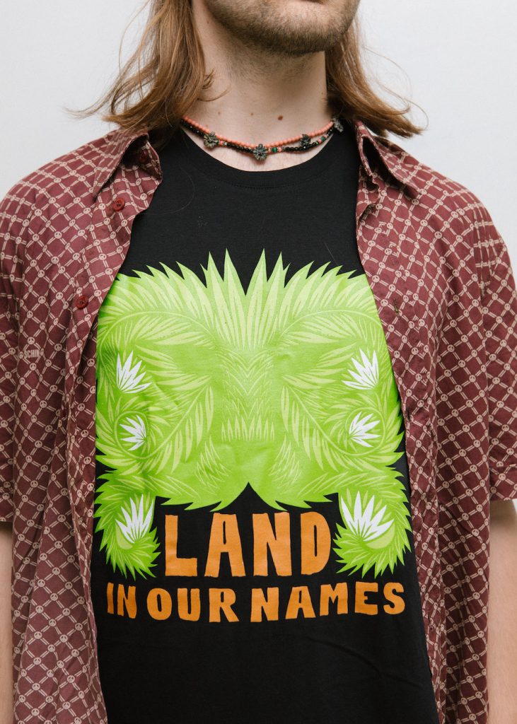 Land In Our Names shirt photography by Ellie Ramsden for Freedom Press