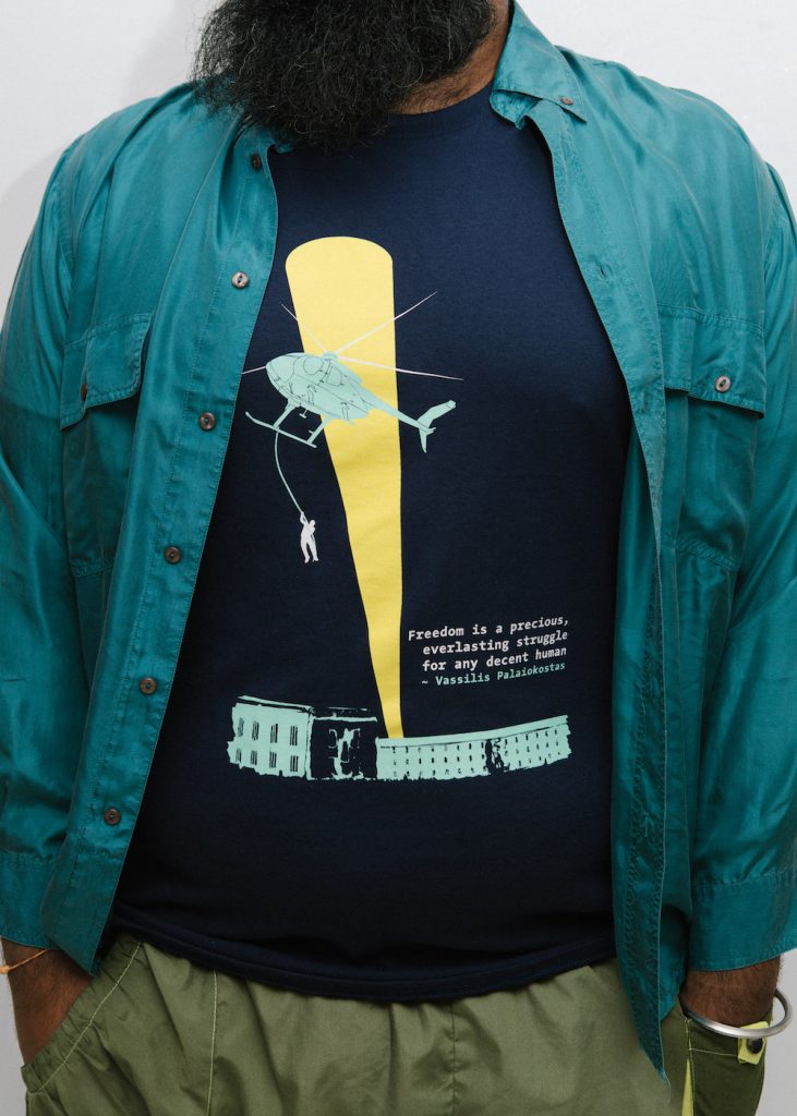 A Normal Life shirt Vassilis Palaiokostas | Photography by Ellie Ramsden for Freedom Press