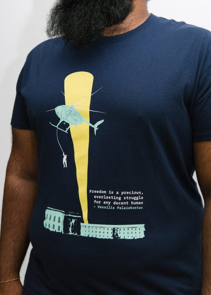 A Normal Life shirt Vassilis Palaiokostas | Photography by Ellie Ramsden for Freedom Press